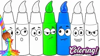 Funny Crayons Coloring with Faces 🎨 | Kids Coloring & Painting Fun | Learn Colors for Kids