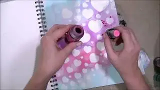 Rainbow Watercolor Resist with Ink Sprays & Heat Embossing | Mixed Media Art Journal