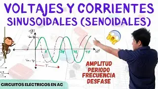 SENOIDES en CORRIENTE ALTERNA [SEÑAL SINUSOIDAL] 💥 AMPLITUD, PERIODO, DESFASE, FRECUENCIA [Desde 0]😱