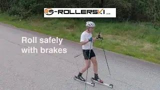 Roller ski skate braking technic. Good brakes for roller skiing - skating.