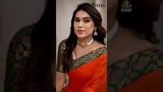 TEREZA Orange Vichitra Silk lace border Saree With Brocade blouse