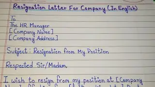 Simple Resignation Letter to HR Manager | Professional Application Format in English