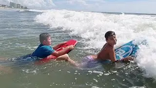 Cousins New Boogie Boards at the Beach | North Myrtle Beach Vacation