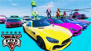 GTA V New Water Ramp Stunt Race Challenge With Super Cars, Jeeps, Jets ski and helicopters By Trevor