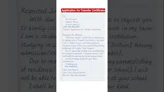 Application for Transfer Certificate ✍️ | Neat Handwriting | School Letter Writing