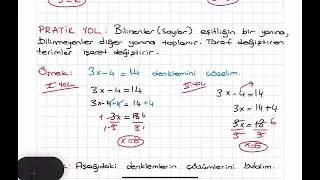 7. Sınıf Denklemler - Denklem Çözme 1