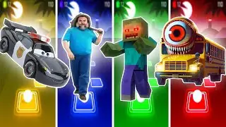 Bus Eater EXE 🆚 Steve 🆚 Police MqQeen 🆚 Zombie | TIles Hop EDM Rush