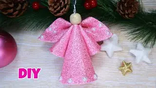 DIY Christmas ornament tutorial, glitter foam sheet crafts, christmas decor angel,  Channelli crafts
