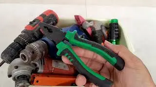 Engineering Building Tools Box, Drill, Pipe wrench, Wrench, Hammer, Pliers, Screwdriver, Grinder