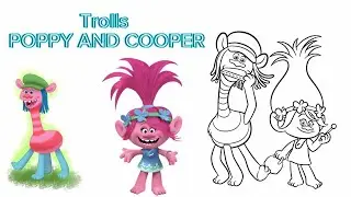 Coloring TROLLS Poppy and Cooper | Trolls coloring pages for kids