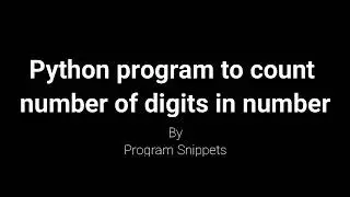 Python program to count no of digits in number