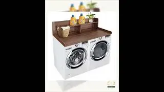 Universal Fit Laundry Countertop with 2-Tier Shelf - Durable Solid Wood Storage for Washer and Dryer