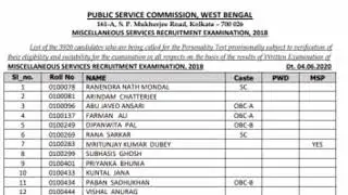 PSC published Miscellaneous Services Exam  Result and Cut Off Marks