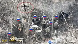 Ukrainian drones continue to massacre Russian soldiers hiding in the surrounded forest