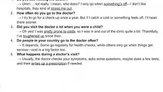 SPEAKING SAMPLES - TOPIC 21 DOCTOR VISITS