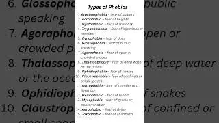 Types of phobias✅ #education #shorts #english #phobia #shortsfeed #englishlearning