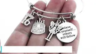 LParkin Sweet 16 Gifts for Girls 16th Birthday Gift for Girls Stainless Steel Expandable Bangle