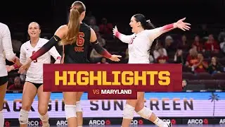USC WVB vs Maryland Highlights | Trojans win 3-0