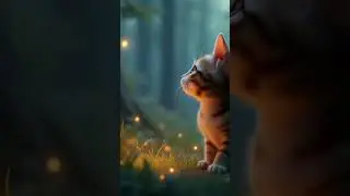 cute kitten with fireflies #shorts