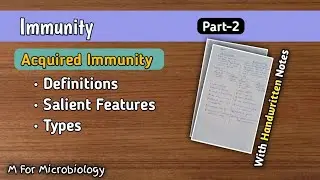 Immunity (Part-2) | Acquired Immunity | Definitions | Salient features | Types of Acquired Immunity