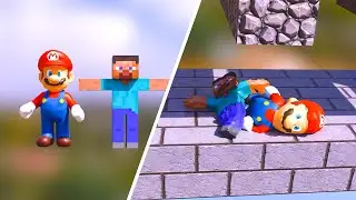 Super Mario Vs Minecraft Steve Soft Body Bouncy Race