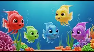 Five Little Angelfish Swim Swim Swim 🐠 | Nursery Rhymes for Kids & Baby Songs