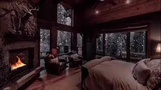Cozy Winter Cabin | Relaxing Snowstorm & Fireplace Sound for Sleep,Relaxation, Study | Meditation