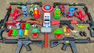 AK47 gun, M16 weapon, Glock pistol, Shotgun, Cowboy pistol, Revolver, Sniper Rifles, Machine gun.