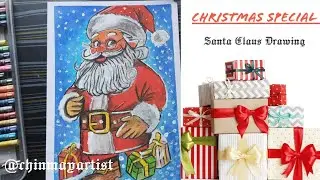 How to draw Santa claus drawing 🎅, Christmas drawing, Oil pastel drawing tutorial