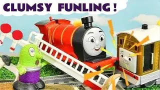 A Clumsy Funling causes toy train Mayhem
