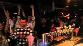 Crowd reacts to Leafs game 5 win @ The Antler Room