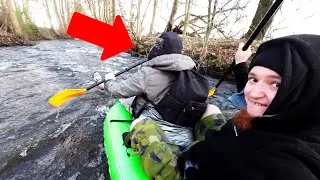PLÖTZLICH FÄLLT ER INS KALTE WASSER! - DUMME BOOTSTOUR im WINTER mit 10€-KINDERSCHLAUCHBOOT