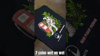 7 color print, One time around on 500 shirts #screenprinting