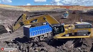 Massive Coal Mining Operation | CAT 365C Excavator Loads Trucks in Just 4 Passes