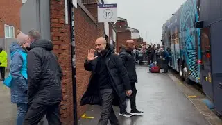 CRYSTAL PALACE v MANCHESTER CITY LIVE COACH ARRIVES at Selhurst Pep Guardiola Erling Haaland  Doku