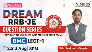 Dream RRB JE 2024 | RRB JE BMC Previous Year + Most Expected Questions Series | L-1