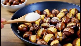 Новый быстрый трюк! Каштаны жарятся на сковороде, и они сами очищаются &mdash; никто и не догадается🌰