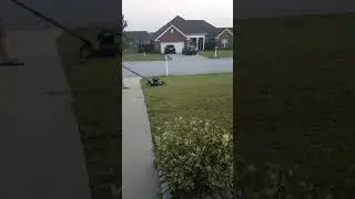 Josh mowing the lawn...