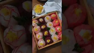 Easy bento with onigiri. Edible flower box to share.#shorts #short #recipe
