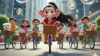 Ganpati Bappa Morya In Cycle, गणपति बप्पा मोरया, Ganesh Chaturthi Special Kids Hindi Nursery Rhymes