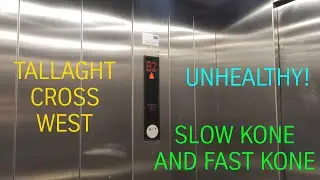 Fast and Slow Kone MonoSpace lifts at Tallaght Cross West Car Park