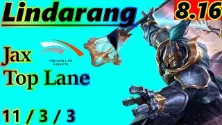 Lindarang as Jax Top Lane - S8 Patch 8.16 - KR Master - Full Gameplay