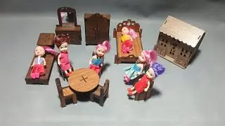 Miniature Wooden Beds, Chairs & Wardrobe with Adorable Dolls | Relaxing ASMR Setup