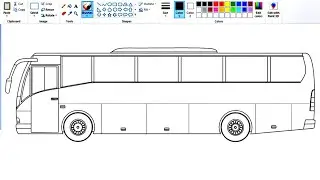 How to draw Luxury Bus on Computer using Ms Paint | Bus Drawing.