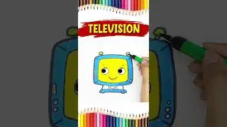 How To Draw A TV | Cute Television Drawing And Coloring #tv #television #drawing #shorts