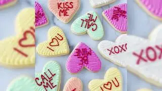 How to decorate CONVERSATION HEART sugar cookies