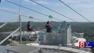 Attendees head for the skies at Foxwoods Casino Highflyer Zipline