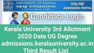 Kerala University 3rd Allotment 2020 Date UG Degree admissions keralauniversity Third Result L