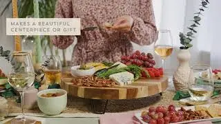Acacia Wood Footed Cheese Board & Knife Set