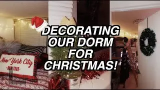 Decorating our NYC College Dorm for Christmas VLOG! Christmas Decor Haul!